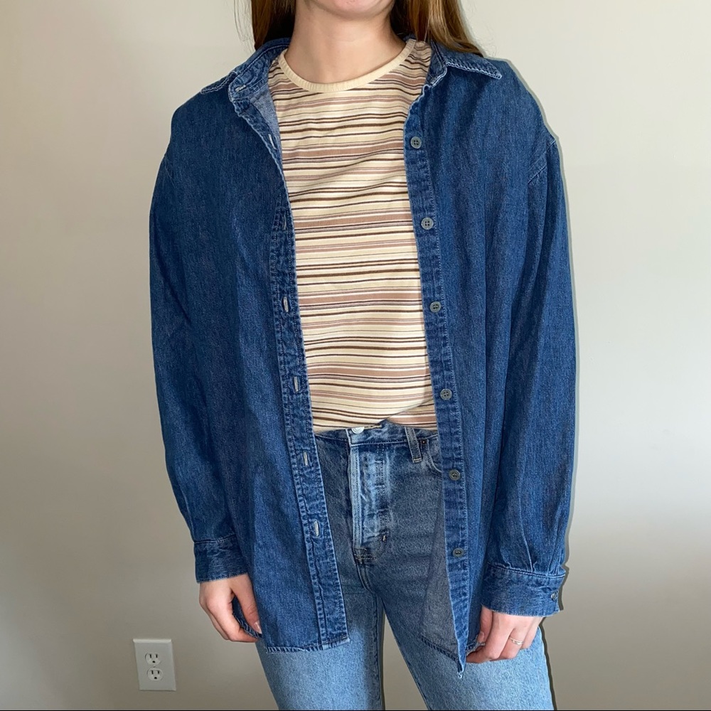 Denim button-up